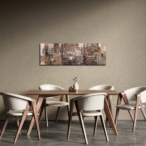 Obraz - Abstrakcja w odcieniach brązu (z zegarem) (90x30 cm)