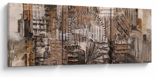 Obraz - Abstrakcja w odcieniach brązu (z zegarem) (90x30 cm)