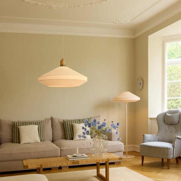 Lampa Wisząca Halo Design, Paris, ściemnialny, beżowy, salon, tkanina | tekstylia, design