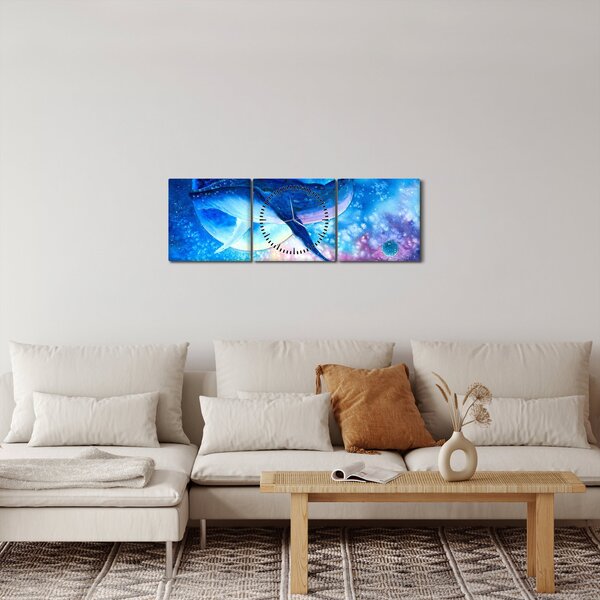 Obraz - Kosmiczny wieloryb (z zegarem) (90x30 cm)