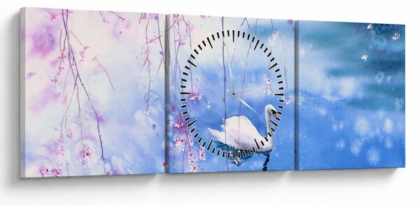 Obraz - Magiczne jezioro (z zegarem) (90x30 cm)