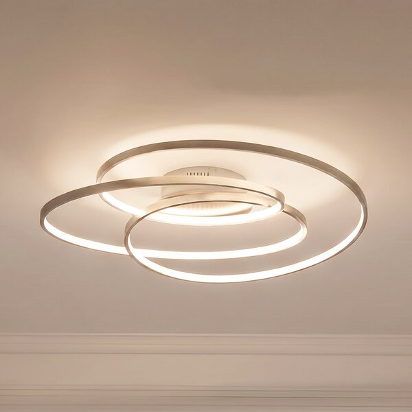 Lampa Sufitowa Lindby, Joline, ściemnialny, metaliczny, salon, metal, nowoczesny