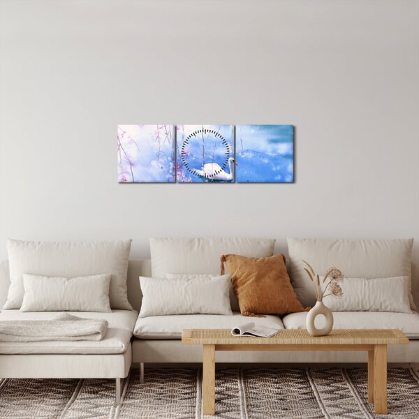 Obraz - Magiczne jezioro (z zegarem) (90x30 cm)