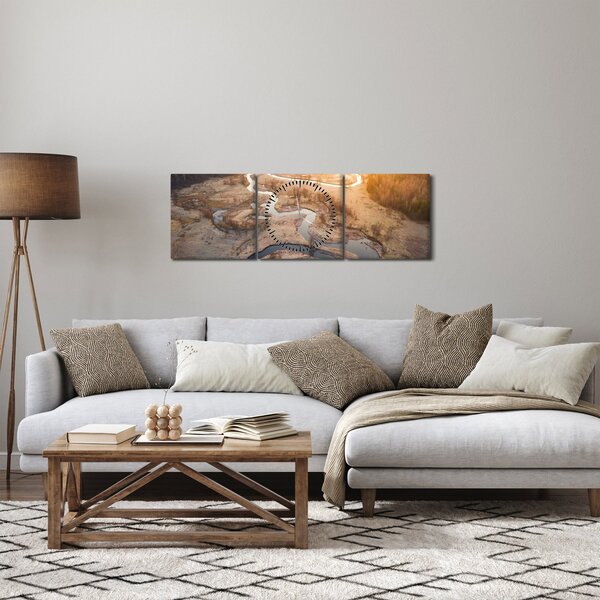 Obraz - Świt nad meandrami (z zegarem) (90x30 cm)