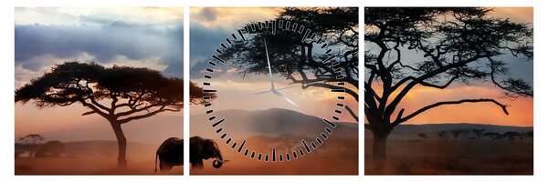Obraz - Park Narodowy Serengeti, Tanzania, Afryka (z zegarem) (90x30 cm)