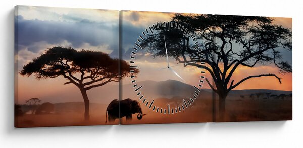 Obraz - Park Narodowy Serengeti, Tanzania, Afryka (z zegarem) (90x30 cm)