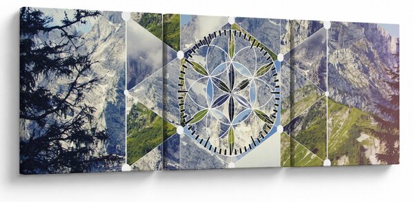 Obraz - Figura geometryczna (z zegarem) (90x30 cm)