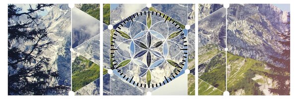 Obraz - Figura geometryczna (z zegarem) (90x30 cm)