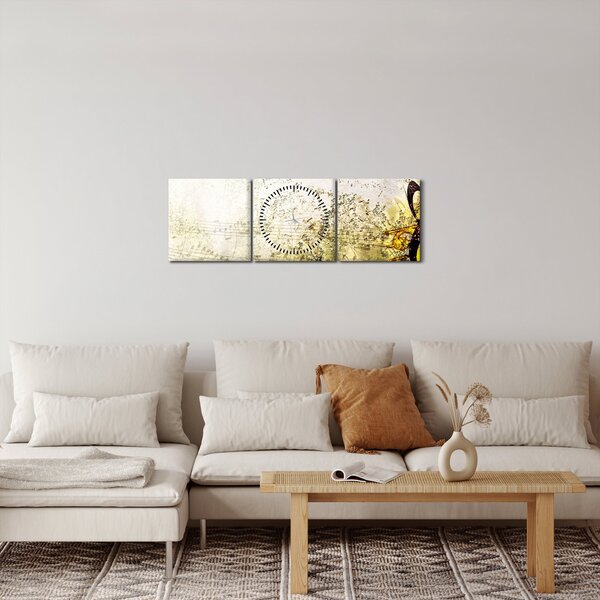 Obraz - Potęga muzyki (z zegarem) (90x30 cm)