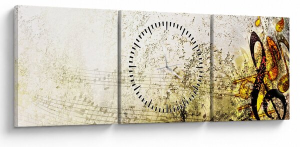 Obraz - Potęga muzyki (z zegarem) (90x30 cm)