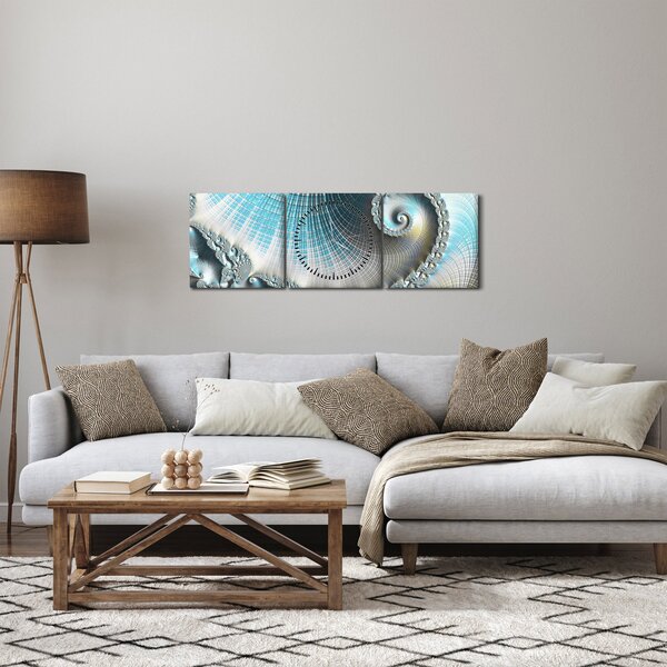 Obraz teksturowanej spirali (z zegarem) (90x30 cm)