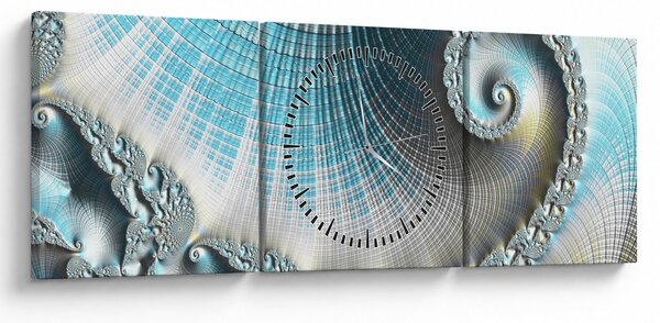 Obraz teksturowanej spirali (z zegarem) (90x30 cm)
