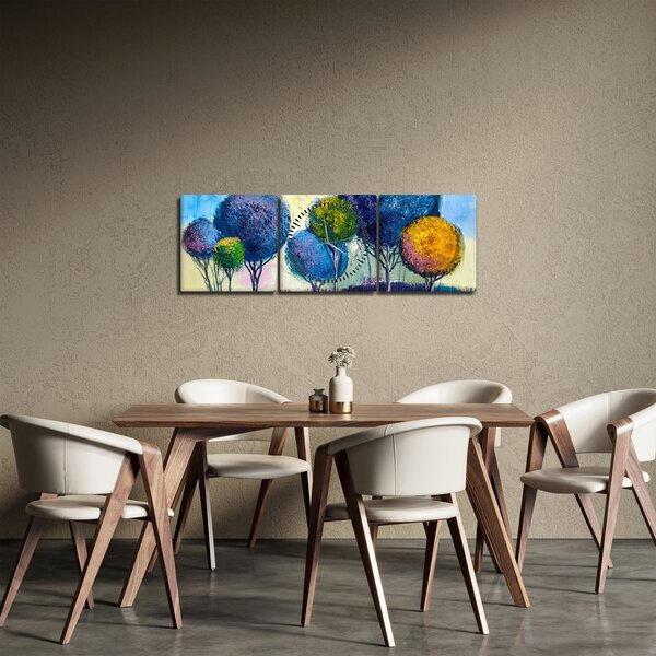 Obraz drzew kopułowych, obraz olejny (z zegarem) (90x30 cm)