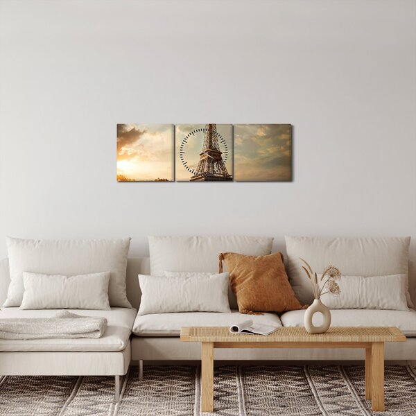 Obraz - Wieża Eiffla, Paryż, Francja (z zegarem) (90x30 cm)