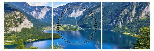 Obraz - Hallstätter See, Hallstatt, Austria (z zegarem) (90x30 cm)