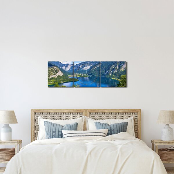 Obraz - Hallstätter See, Hallstatt, Austria (z zegarem) (90x30 cm)
