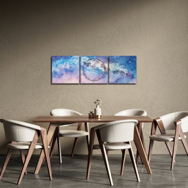 Obraz - Droga Mleczna, akwarela (z zegarem) (90x30 cm)