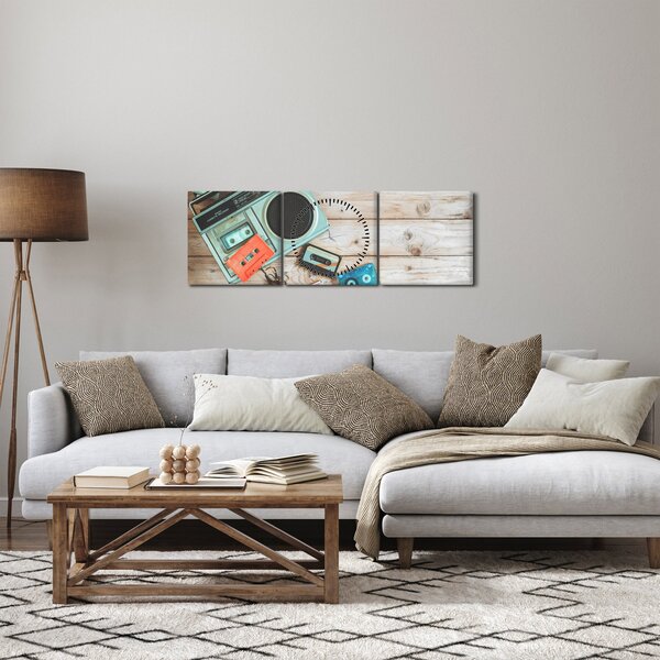 Obraz - Radio retro (z zegarem) (90x30 cm)