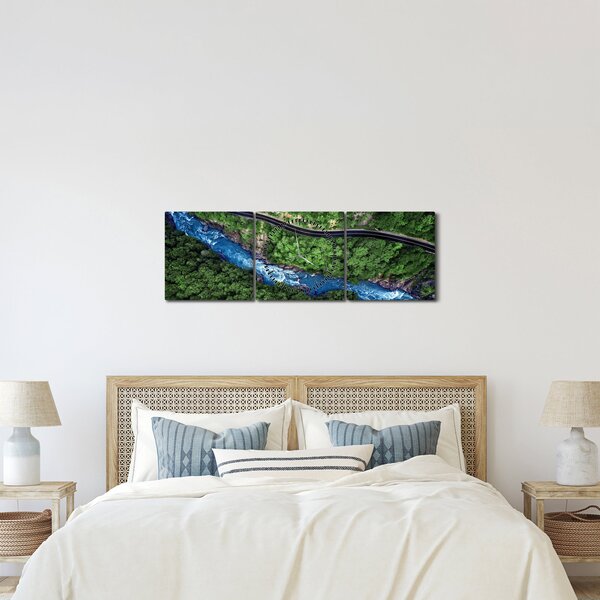 Obraz - Rzeka między górami, Kaukaz, Rosja (z zegarem) (90x30 cm)