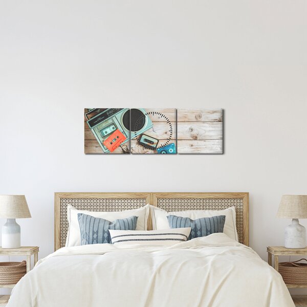 Obraz - Radio retro (z zegarem) (90x30 cm)