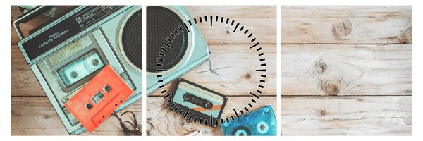 Obraz - Radio retro (z zegarem) (90x30 cm)