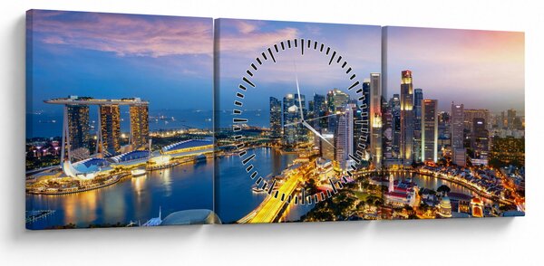 Obraz - Singapur, Azja (z zegarem) (90x30 cm)