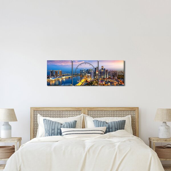 Obraz - Singapur, Azja (z zegarem) (90x30 cm)