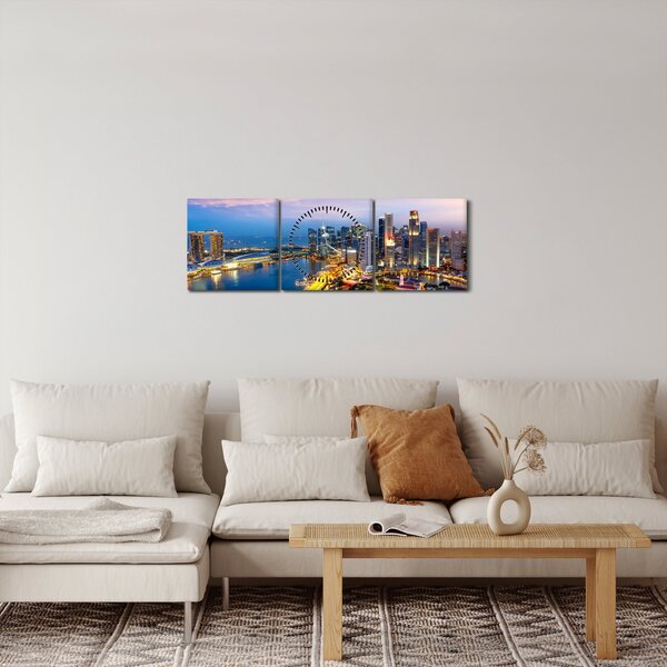 Obraz - Singapur, Azja (z zegarem) (90x30 cm)