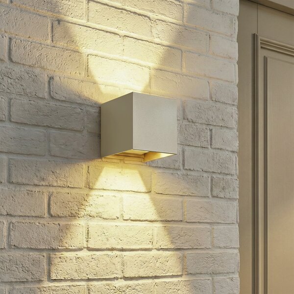 Nowoczesna zewnętrzna lampa ścienna beżowa z 2 źródłami światła LED IP54 - Edwin