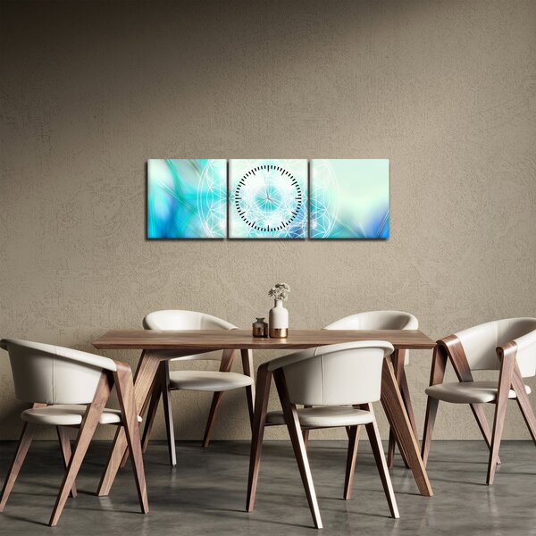 Obraz - Merkaba w turkusowym tle (z zegarem) (90x30 cm)