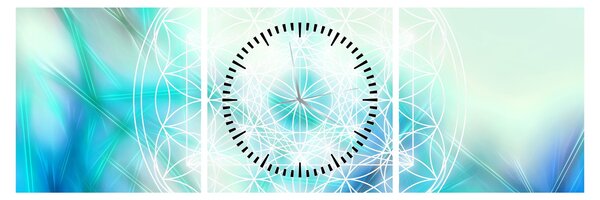 Obraz - Merkaba w turkusowym tle (z zegarem) (90x30 cm)