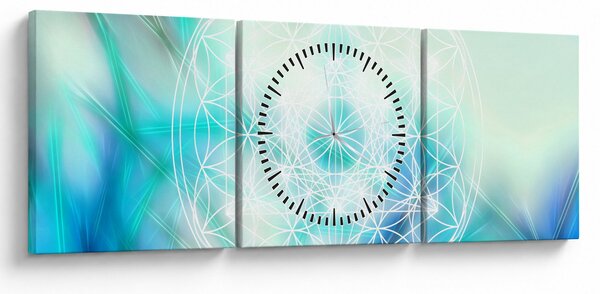 Obraz - Merkaba w turkusowym tle (z zegarem) (90x30 cm)