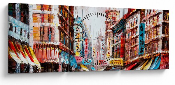 Obraz - Hong Kong, obraz olejny (z zegarem) (90x30 cm)