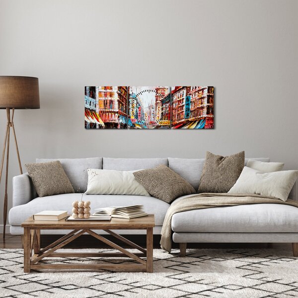 Obraz - Hong Kong, obraz olejny (z zegarem) (90x30 cm)