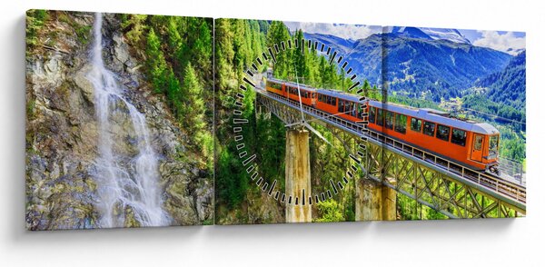 Obraz - Matterhorn, Zermatt, Wallis, Szwajcaria (z zegarem) (90x30 cm)