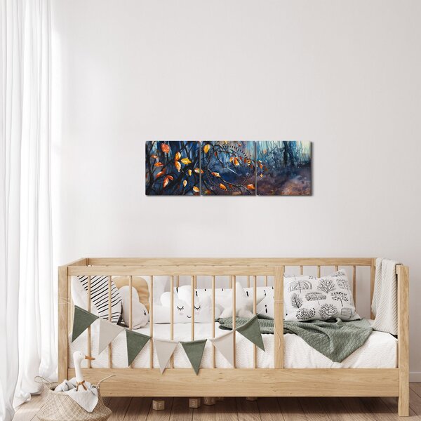 Obraz - Promienie jesiennego słońca (z zegarem) (90x30 cm)