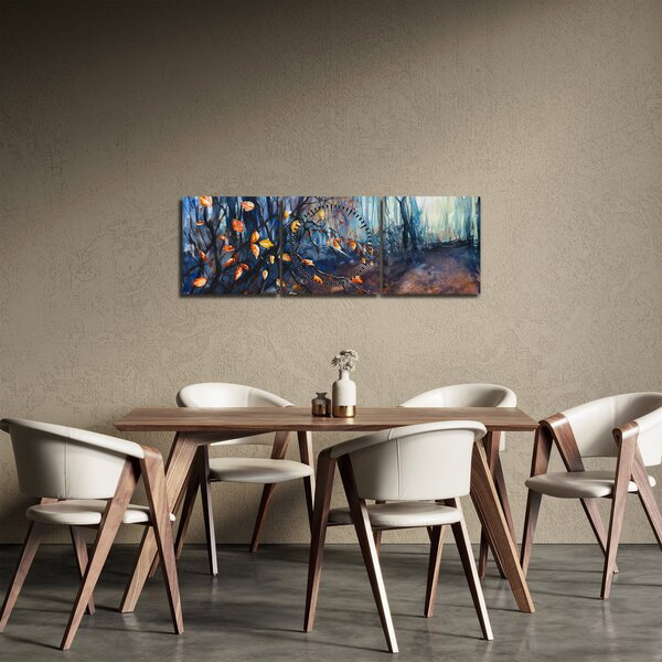 Obraz - Promienie jesiennego słońca (z zegarem) (90x30 cm)