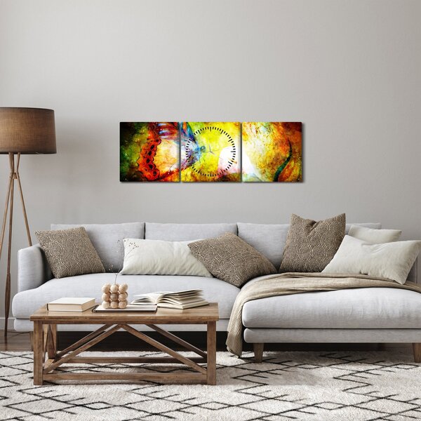 Obraz - Kosmiczny motyl (z zegarem) (90x30 cm)