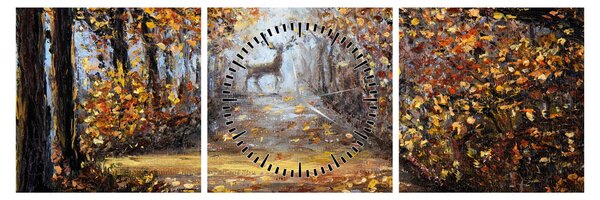 Obraz - Duch lasu (z zegarem) (90x30 cm)