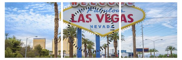 Obraz - Las Vegas (z zegarem) (90x30 cm)
