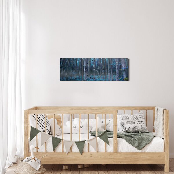 Obraz - Magiczny las (z zegarem) (90x30 cm)