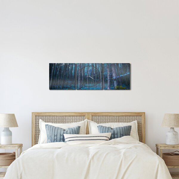 Obraz - Magiczny las (z zegarem) (90x30 cm)