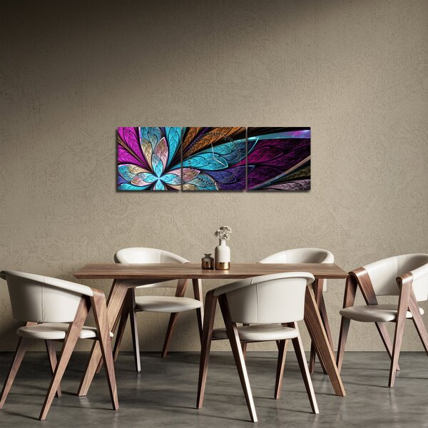 Obraz - Abstrakcja, kwiat (z zegarem) (90x30 cm)