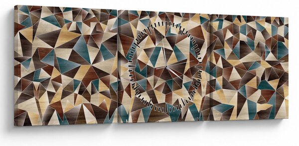 Obraz trójkątów (z zegarem) (90x30 cm)