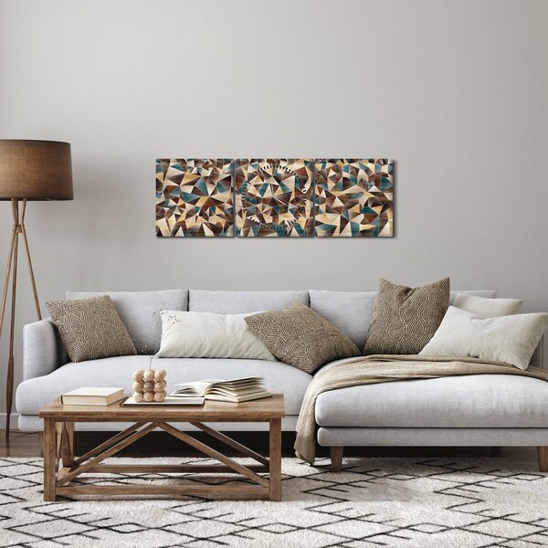 Obraz trójkątów (z zegarem) (90x30 cm)