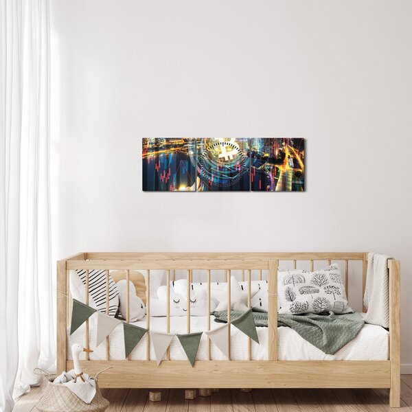 Obraz - Miasto Inwestycji (z zegarem) (90x30 cm)