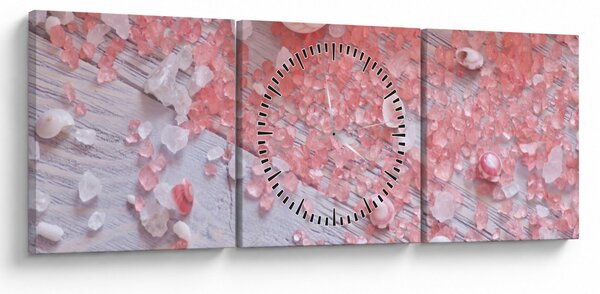 Obraz - Nadmorska atmosfera w różowych odcieniach (z zegarem) (90x30 cm)