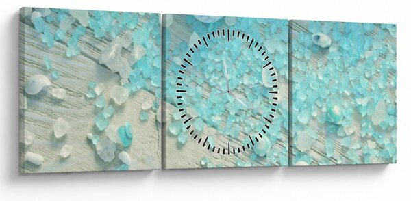 Obraz - Nadmorska atmosfera w turkusowych odcieniach (z zegarem) (90x30 cm)