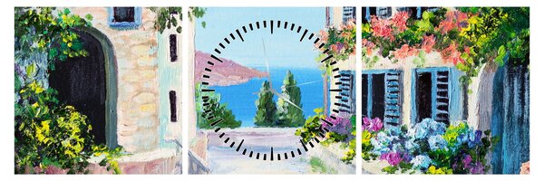 Obraz - Grecka aleja, obraz olejny (z zegarem) (90x30 cm)