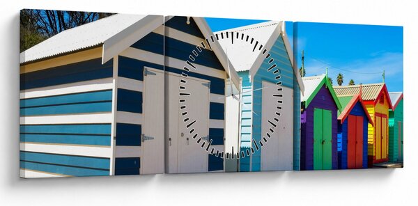 Obraz - Brighton Beach, Melbourne, Australia (z zegarem) (90x30 cm)